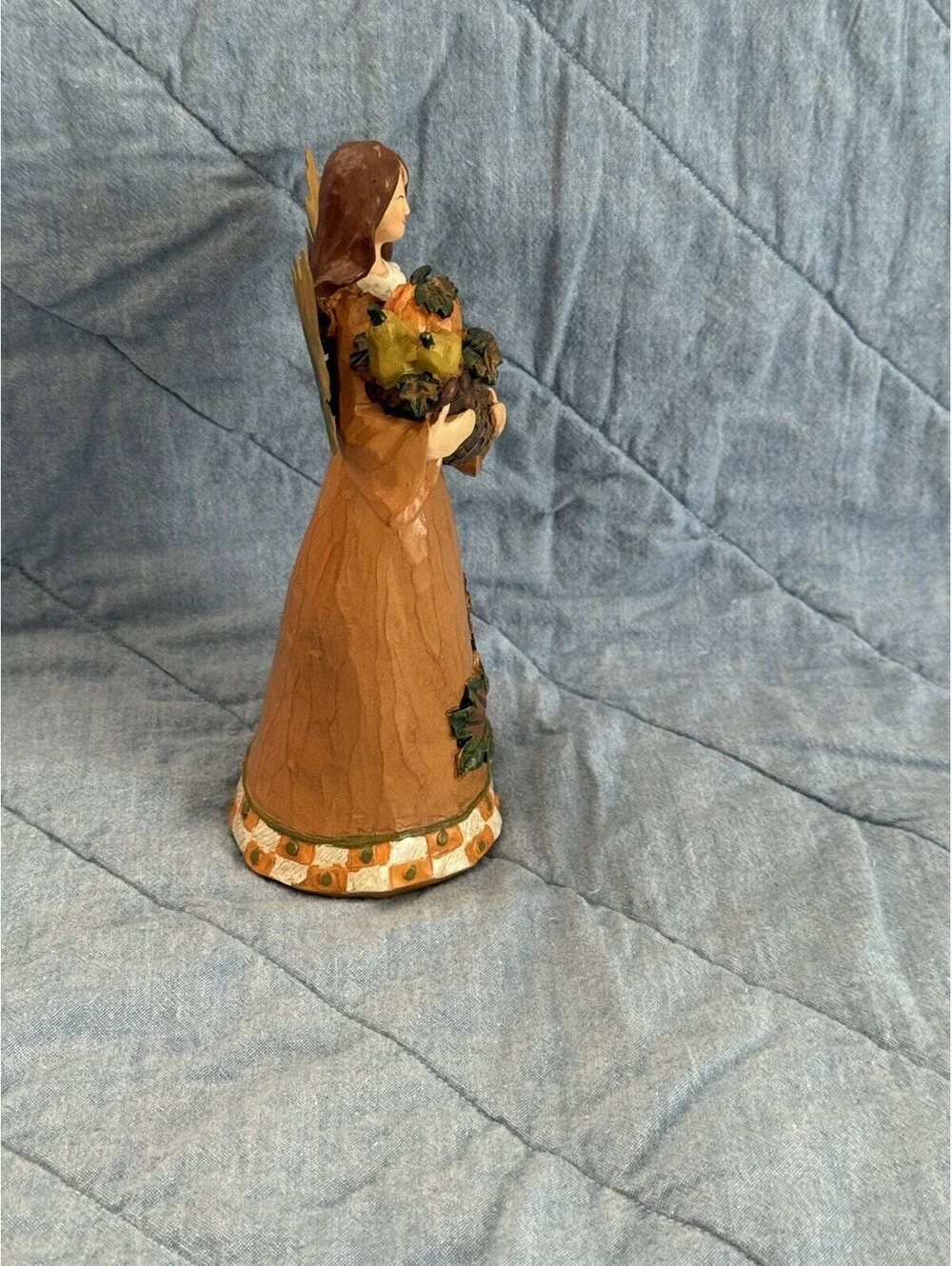 🎅🏻 Resin Harvest Angel Figurine Holding Cornucopia Overflowing With Bounty